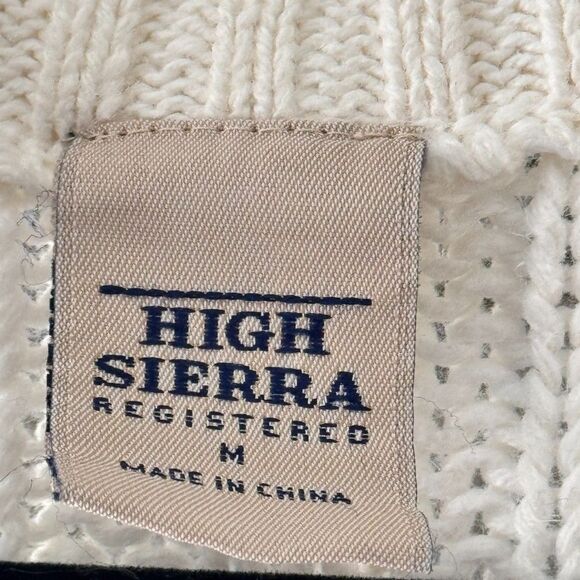 High Sierra Chunky Cable Knit Zip Sweater Cream Ivory Bobble Detail Size M - Picture 6 of 9